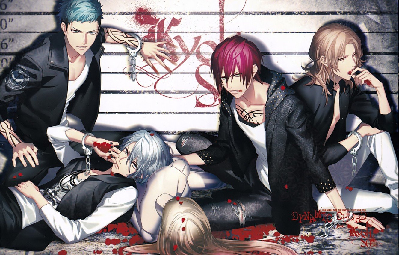 Wallpaper style blood the game group doll anime guys