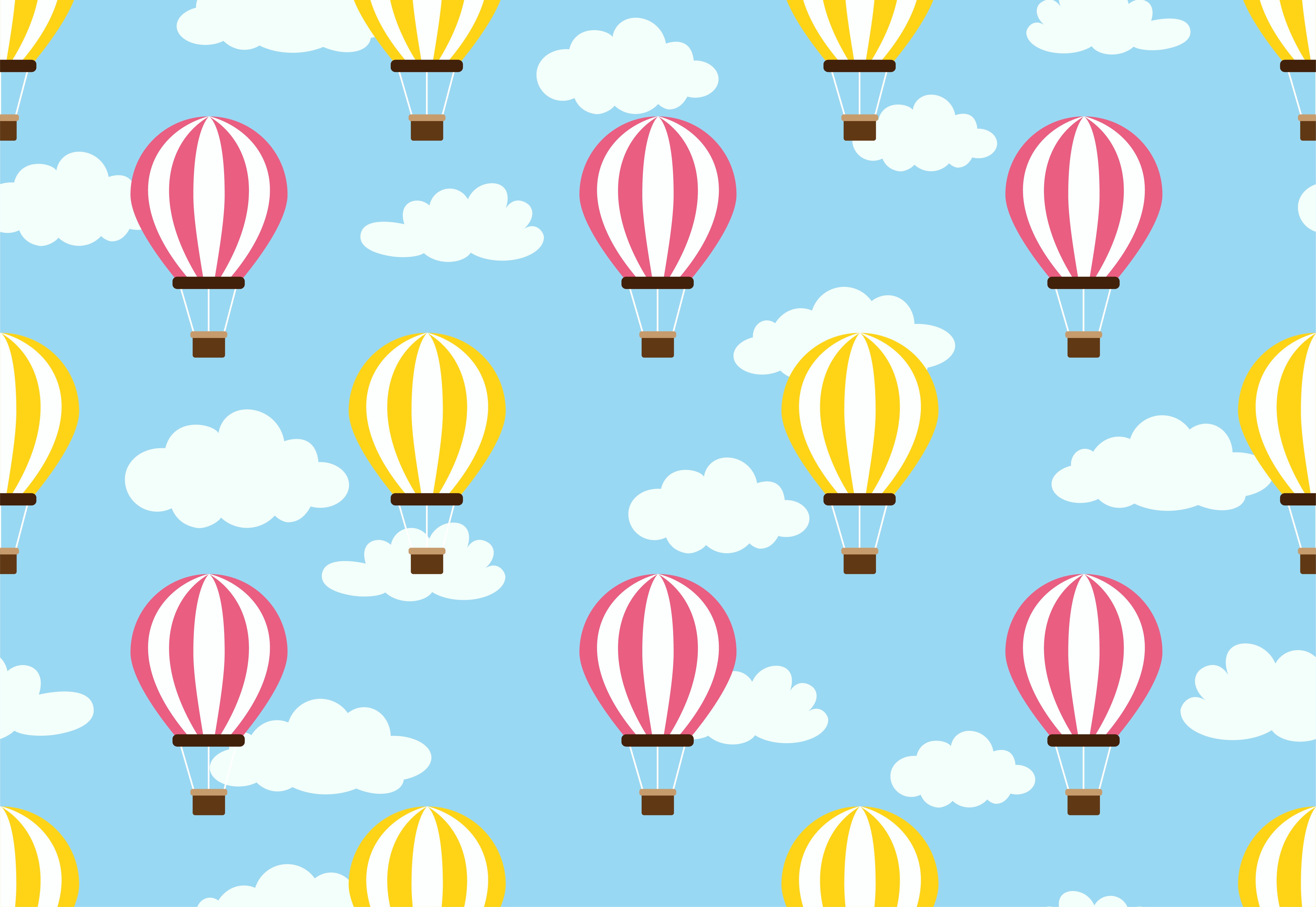 Seamless pattern of hot air balloon on cloud sky background 695415