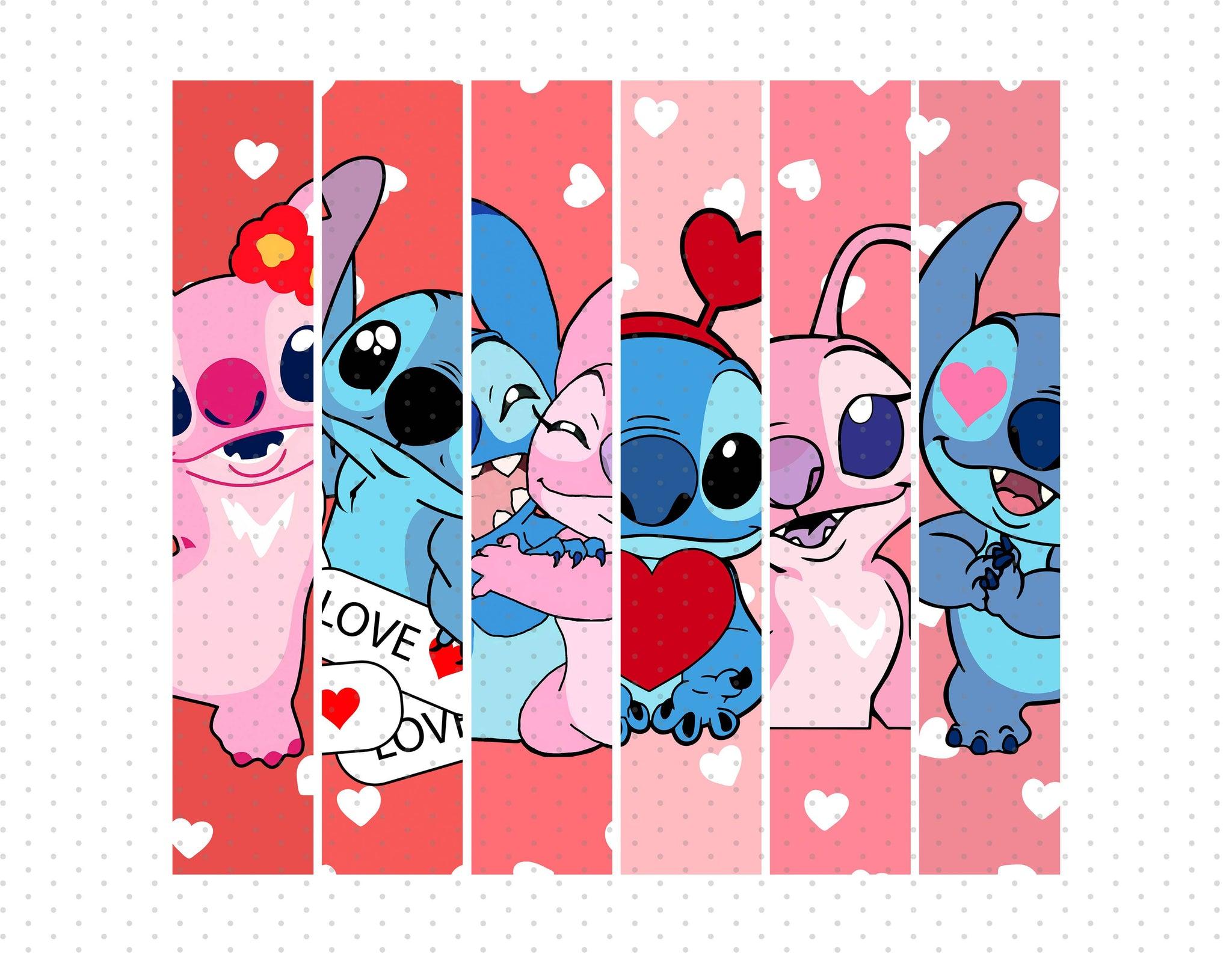Valentine S Day Stitch And Angel Png Instant High Quality