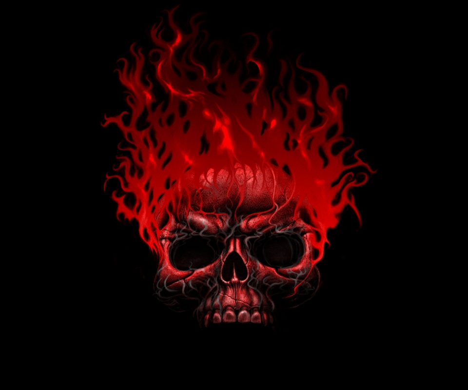 Skull And Flames Flame Red Jpg