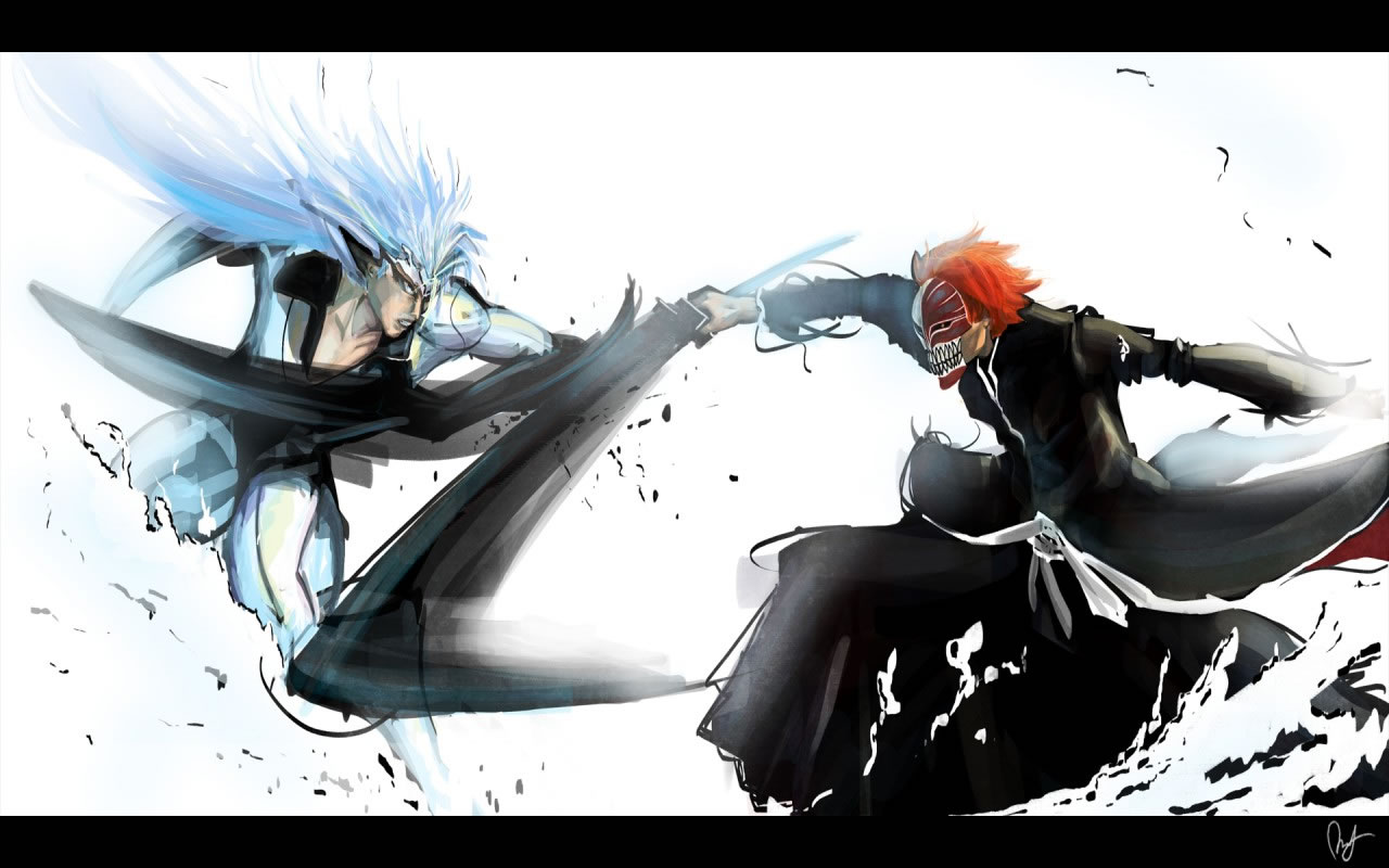 Ichigo Fighting A Hollow Anime Wallpaper Image Featuring Bleach