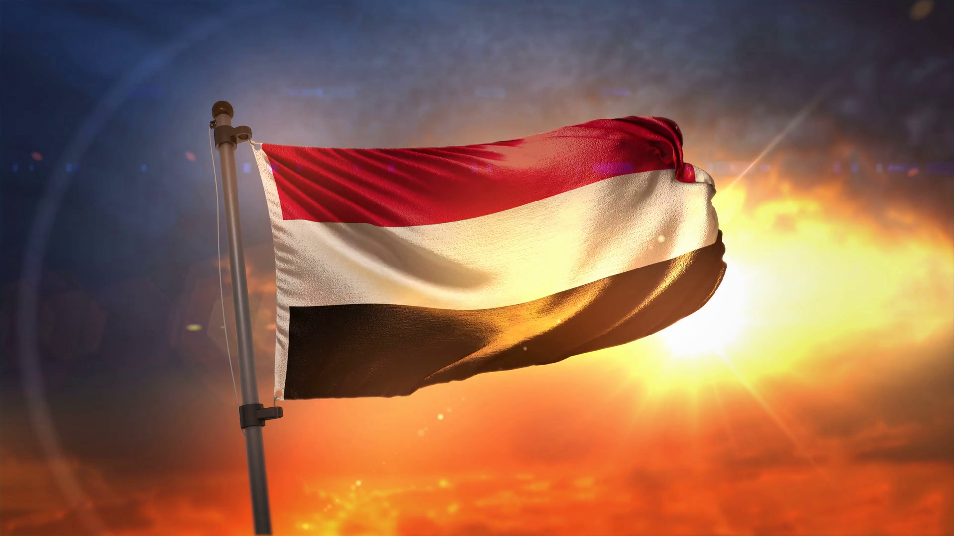  Download Yemen Flag Backlit At Beautiful Sunrise Loop Slow Motion 4k 