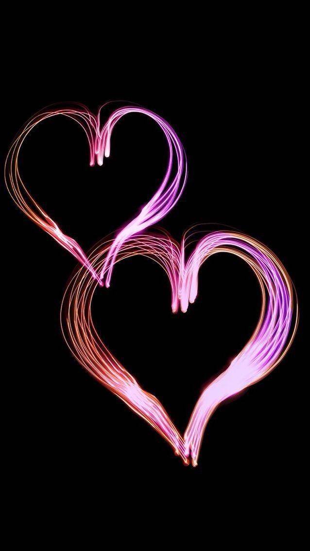 Pink Hearts Black Background Flowery Wallpaper Heart