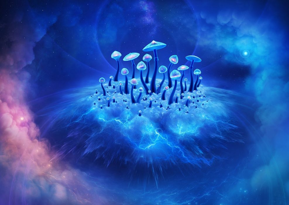 3d Art Beauty Abstract Cloud Mushroom Psychedelic Wallpaper
