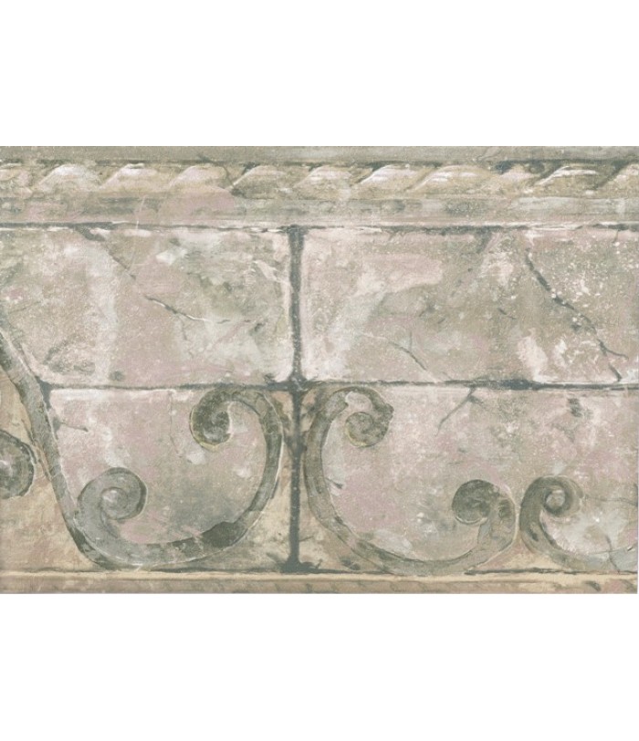 Green Grey Stone Engraved Molding Wallpaper Border