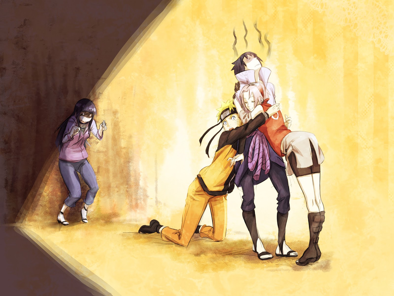 Naruto Sasuke Sakura Hinata Anime Hug HD Wallpaper Desktop Pc