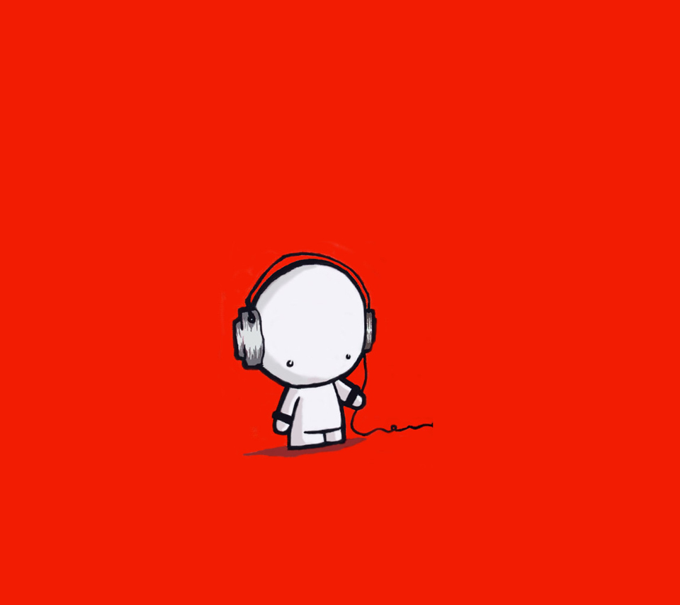Music Red Cartoon Wallpaper Headphone Headset Earphone Cute Kid