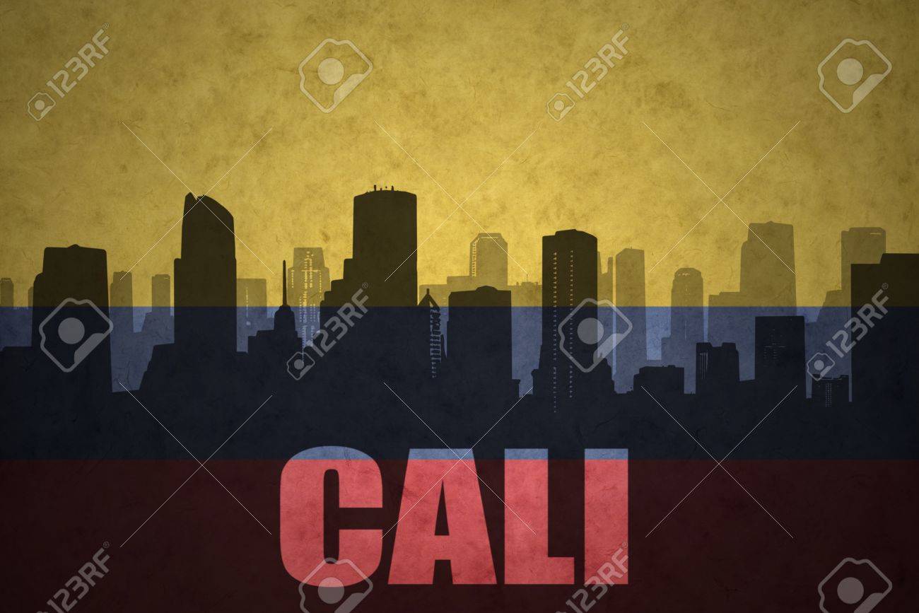 Abstract Silhouette Of The City With Text Cali At Vintage