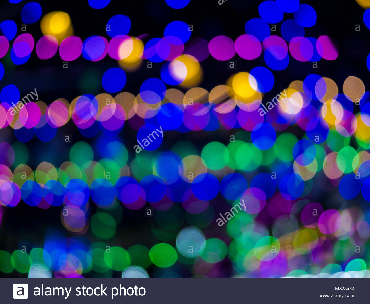 Abstract Image Of Unfocused Multicolored Lights Shining In The