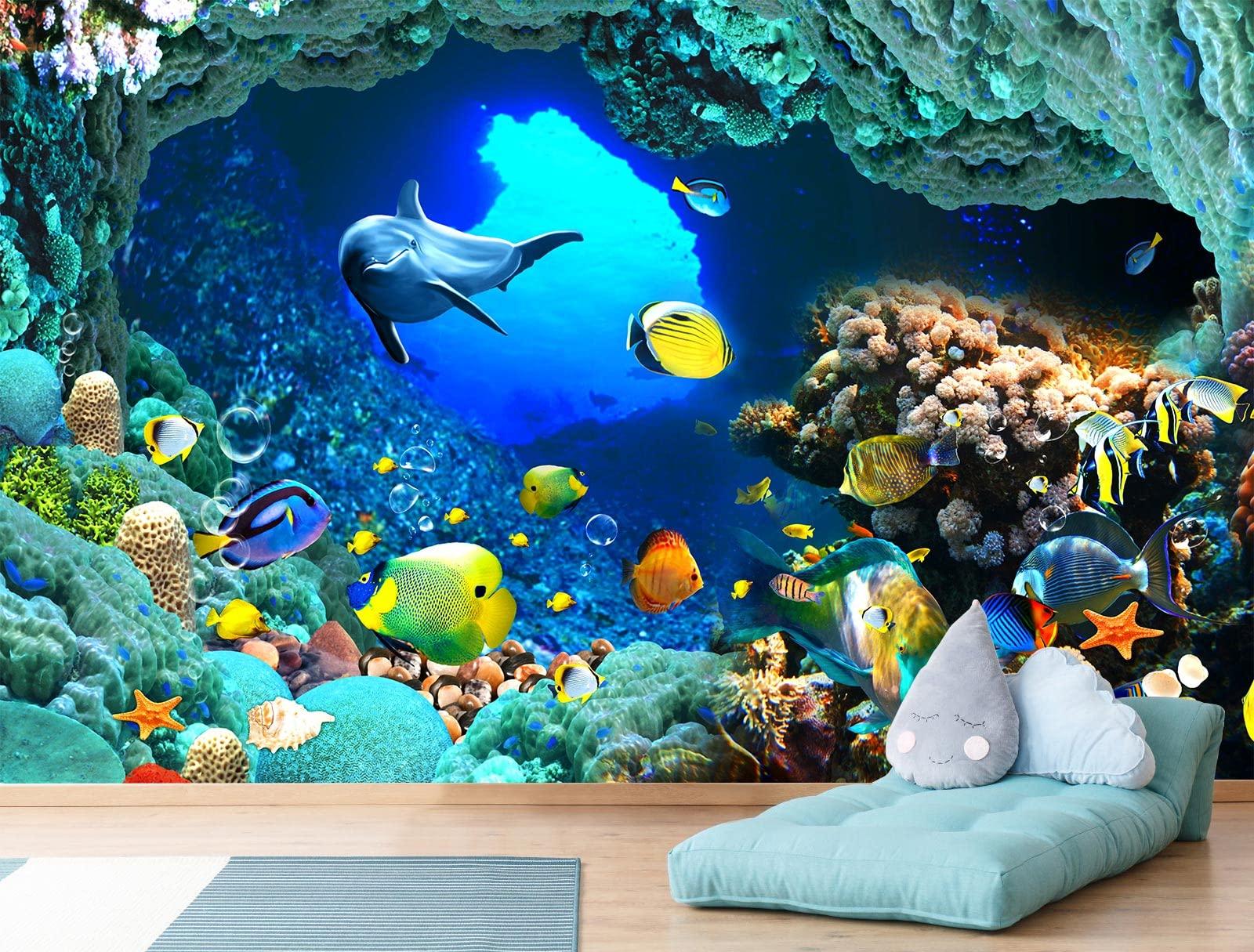 Reyhui Undersea World Wall Mural Ocean Fish Wallpaper