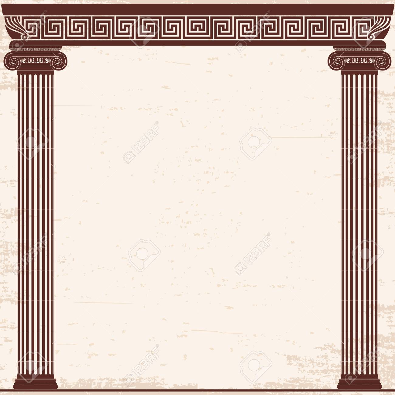 Ancient Greek Background With Four Columns And A National Ornament