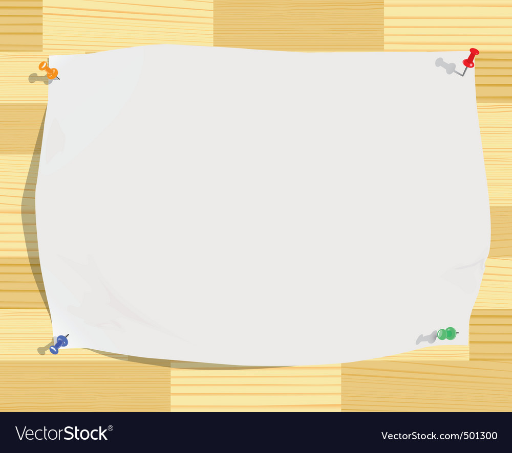 Paper Sheet On Wood Background Royalty Vector Image
