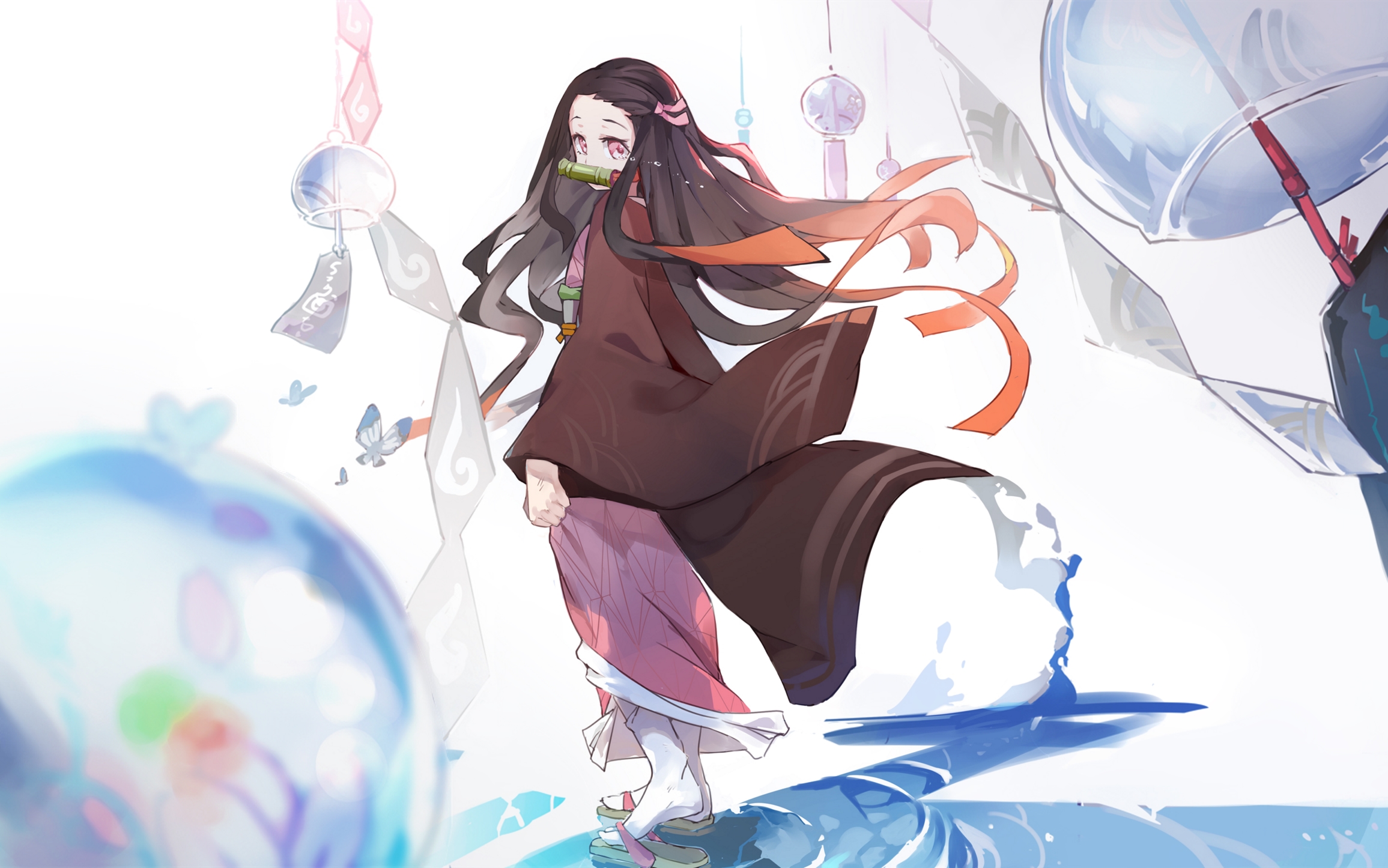 Nezuko Kamado In Yukata Wallpaper