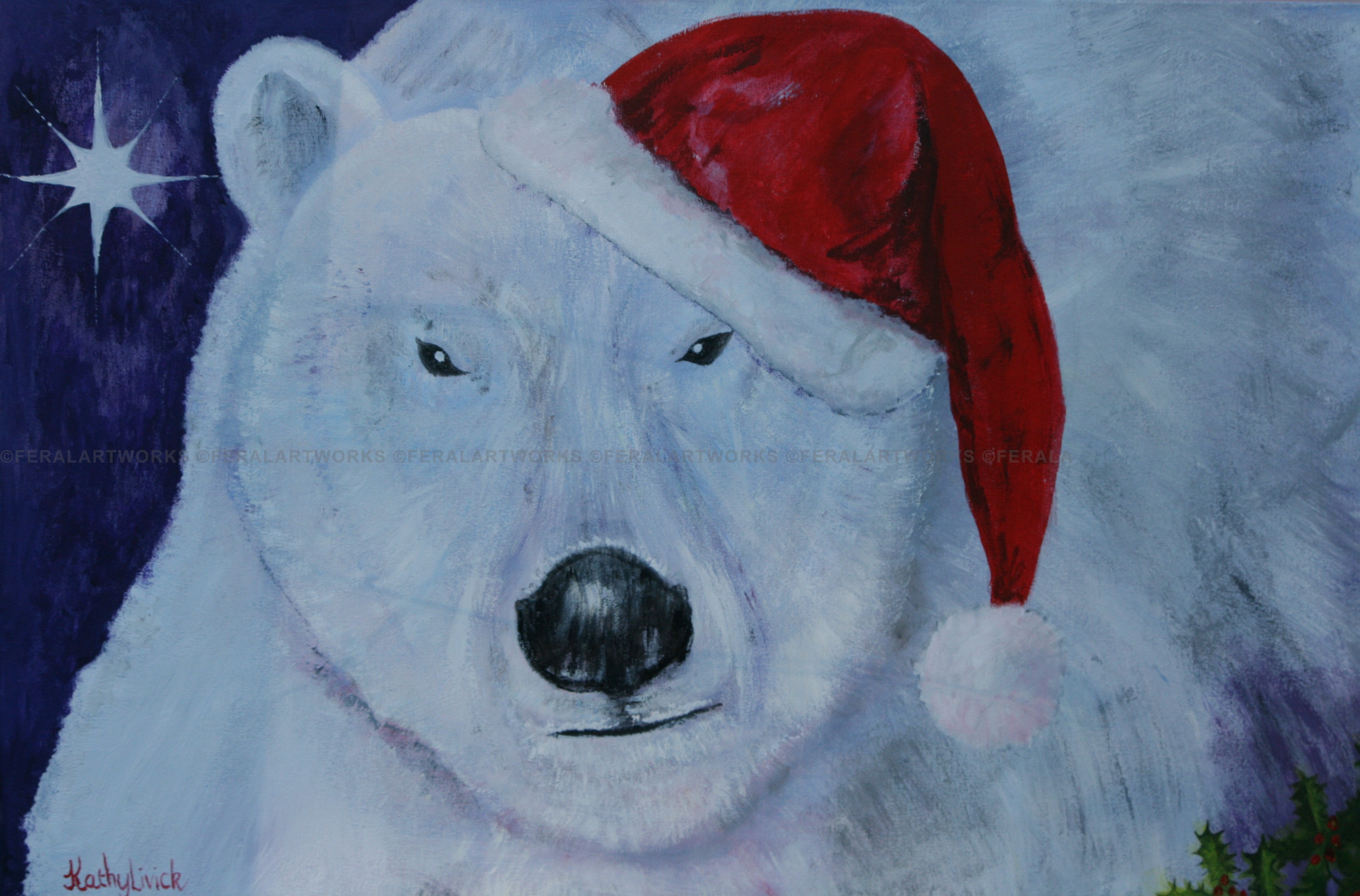 Christmas Polar Bear Greeting Cards Feral Artworks Original