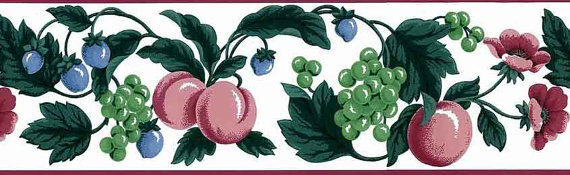 Red Fruit Wallpaper Border Floral By Waverly Green Grapes Blue