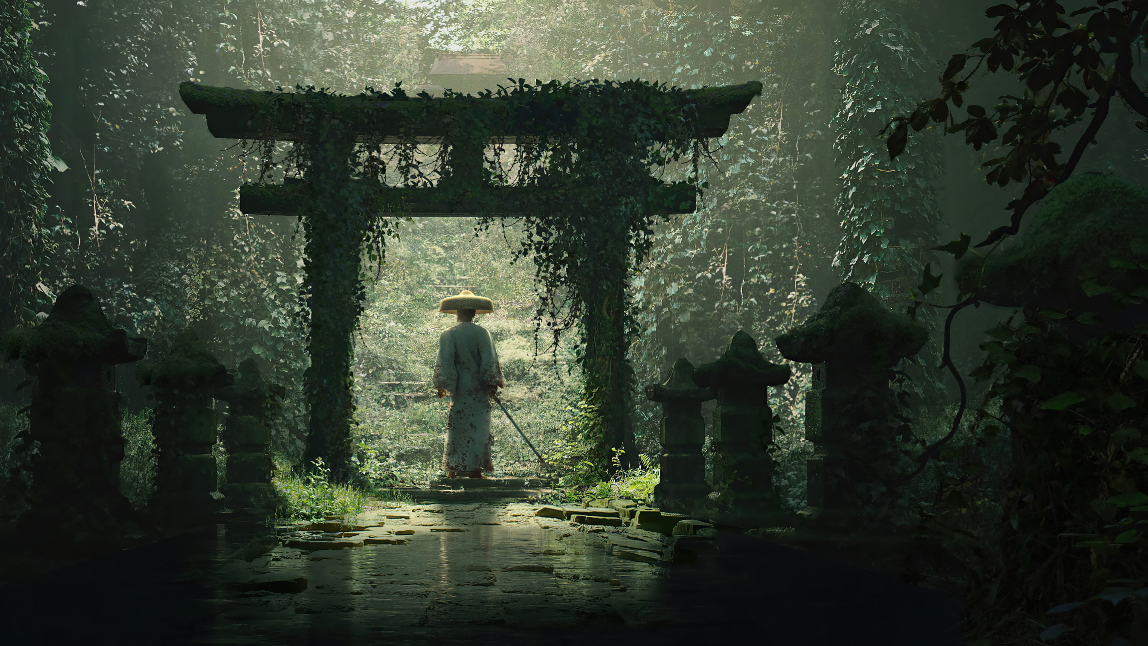 Samurai Fantasy Torii Japanese Gate HD 4k Wallpaper