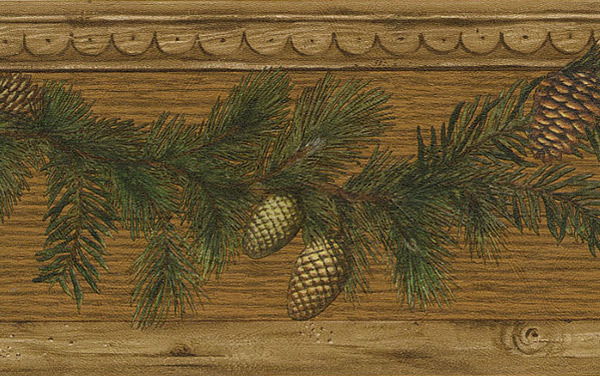  Pine Cone Wood Wallpaper Border   Kitchen Bathroom Wallpaper Borders