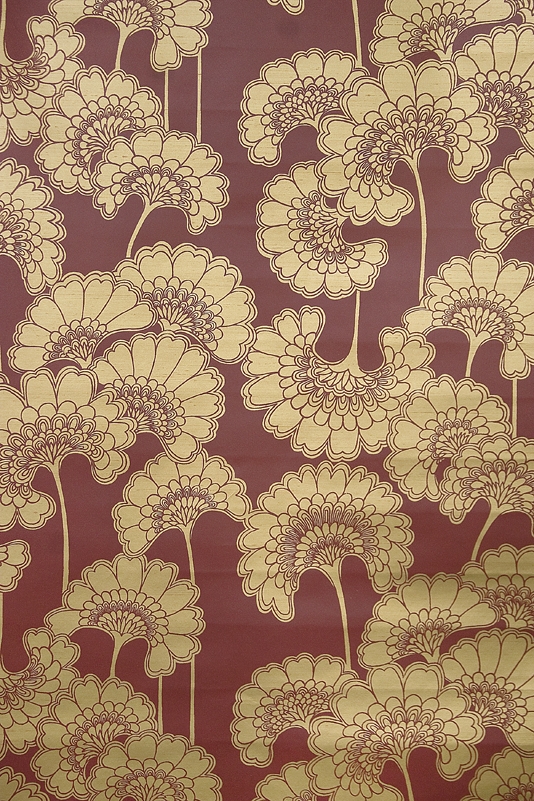Floral Wallpaper Striking Japanese In Burgundy