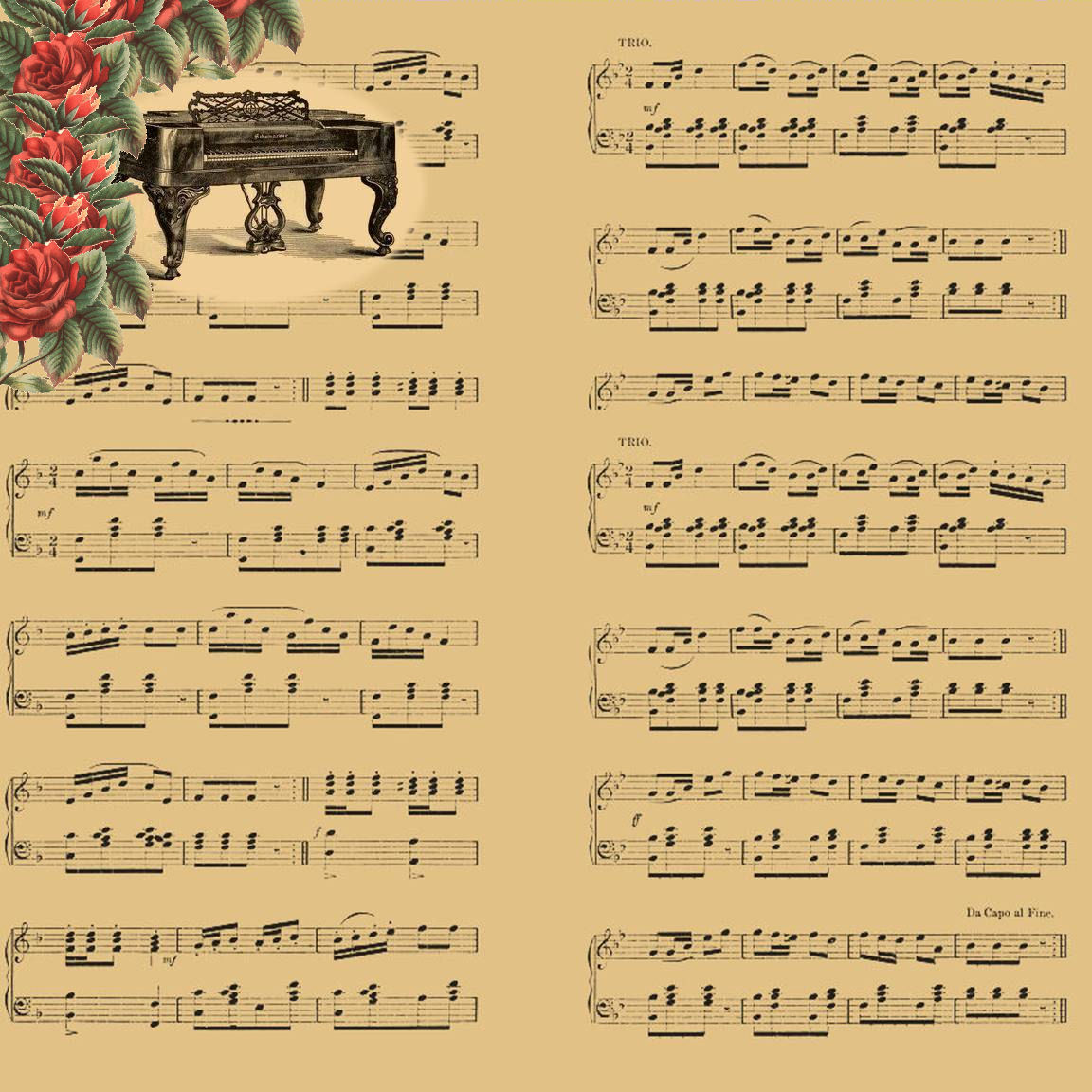 Free Vintage Images Free Digital Scrapbook Paper   Piano Music