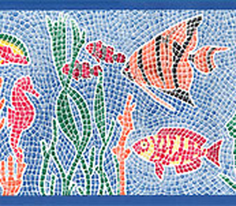 Fish Mosaic Mosiac Tile Sea Ocean Aquarium Wall Paper Border