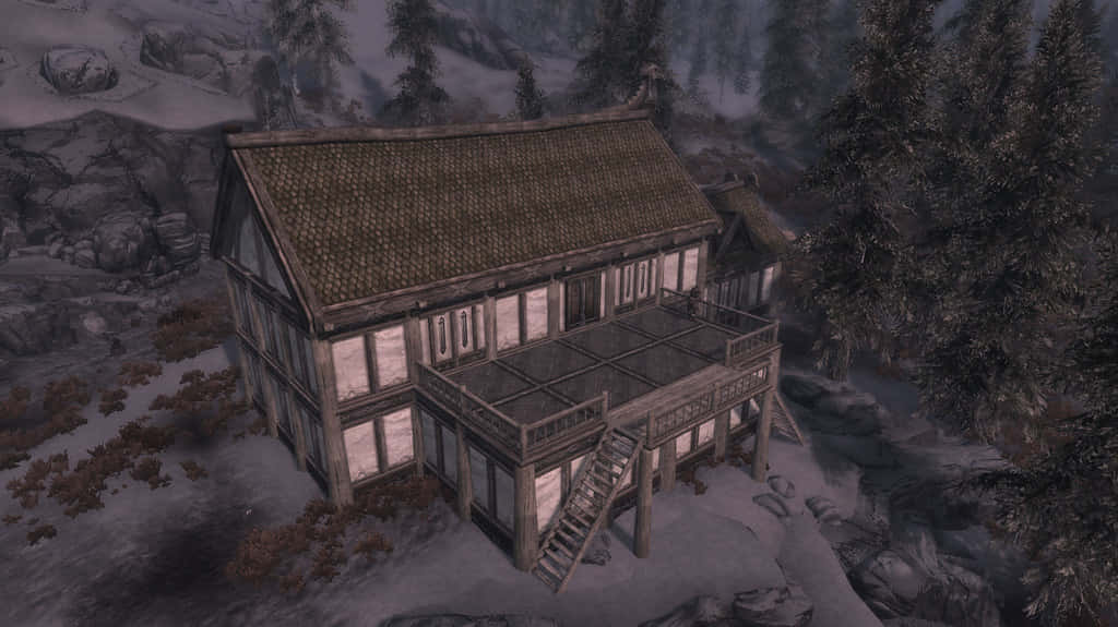 Stunning Heljarchen Hall Amidst The Picturesque Skyrim Wallpaper