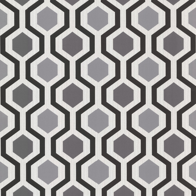  Geometric Black And White Trellis Wallpaper   Contemporary   Wallpaper