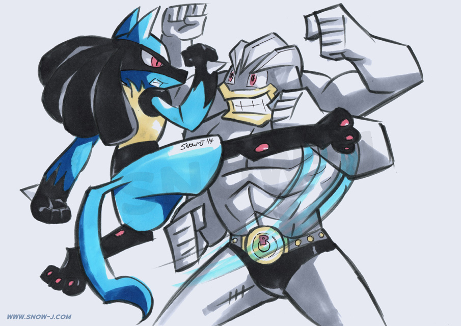 Free download Lucario vs Machamp by snow j [905x640] for your 905x640