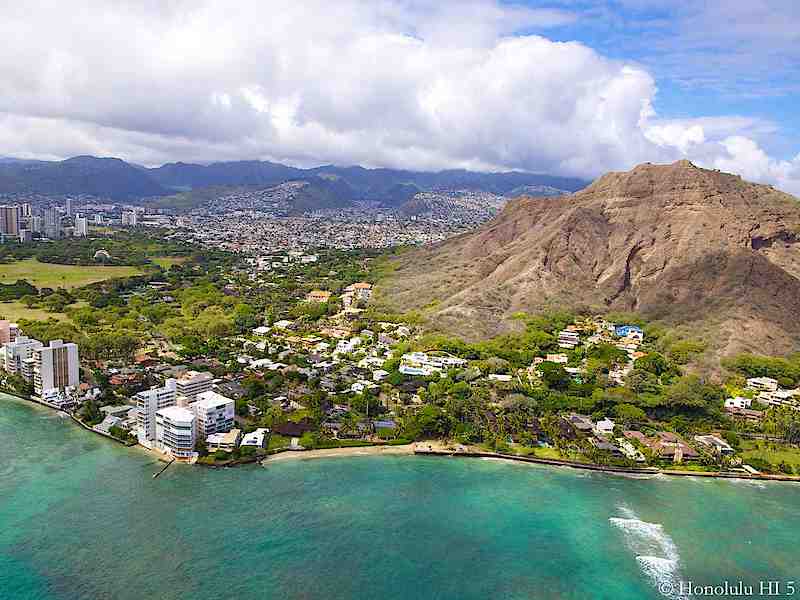 Diamond Head Real Estate And Crater In Background Aerial Photo