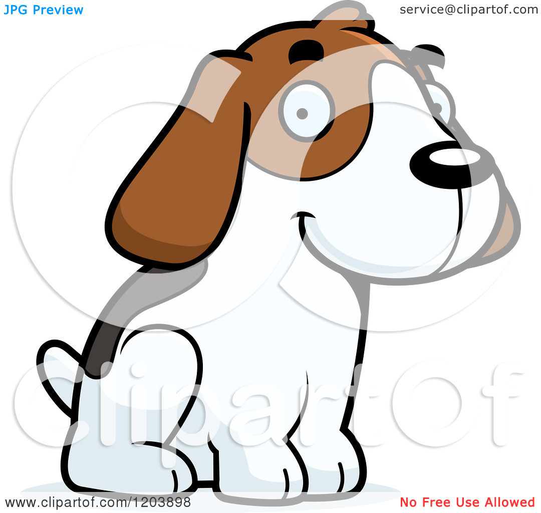 Cartoon Of A Cute Beagle Puppy Sitting Royalty Vector Clipart