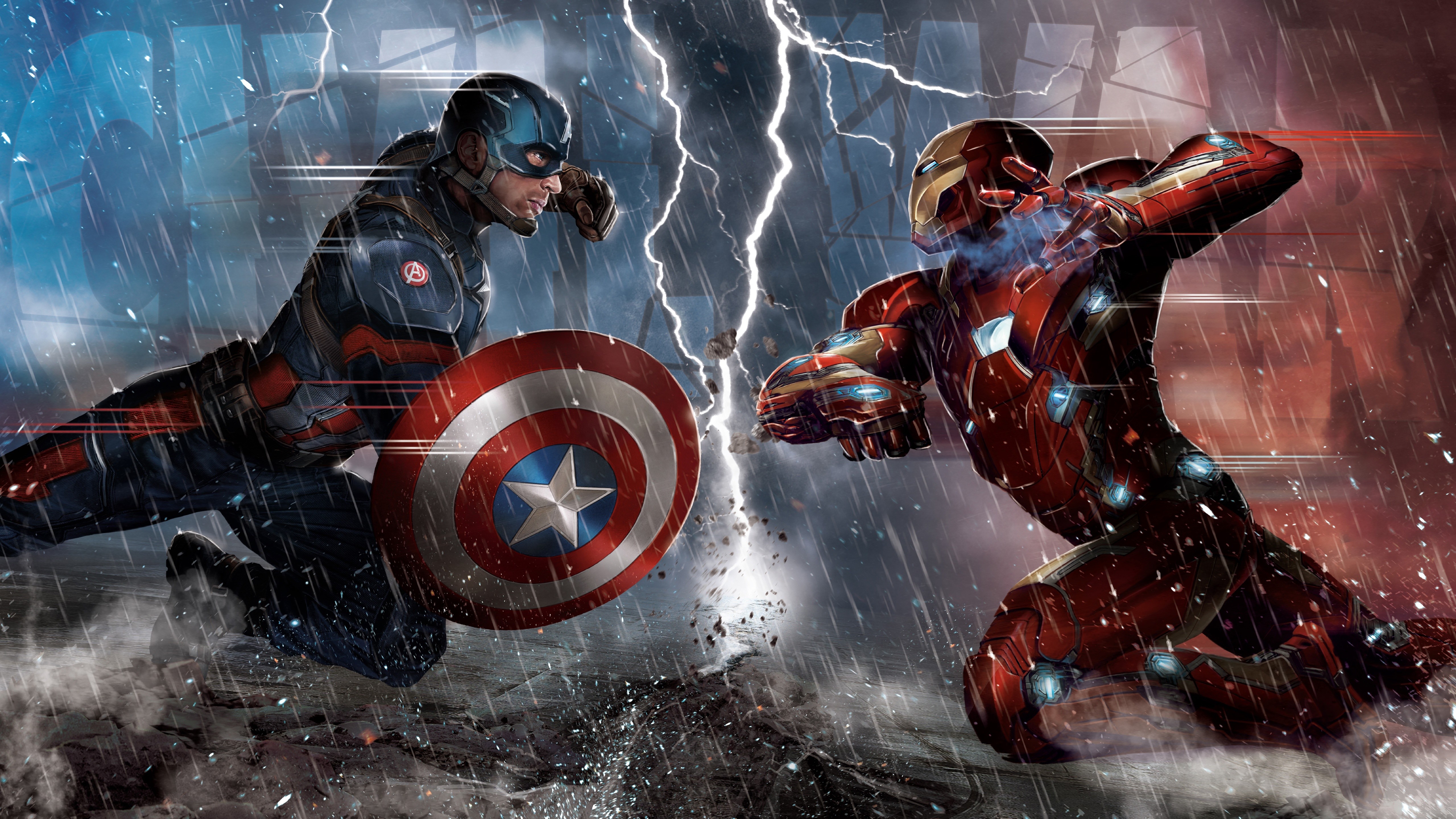 Captain America Vs Iron Man 5k Wallpaper Art