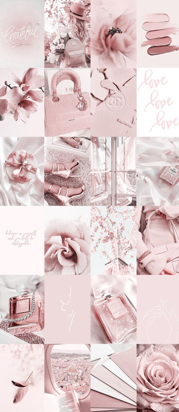 Soft Pink Photo Wall Collage Kit Aesthetic Glam Dusty