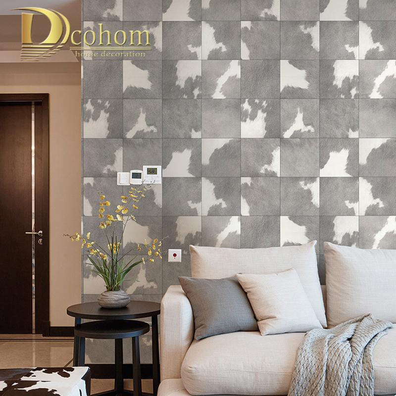Faux Leather Horse Hair Vintage Pattern Wallpaper For Wall White