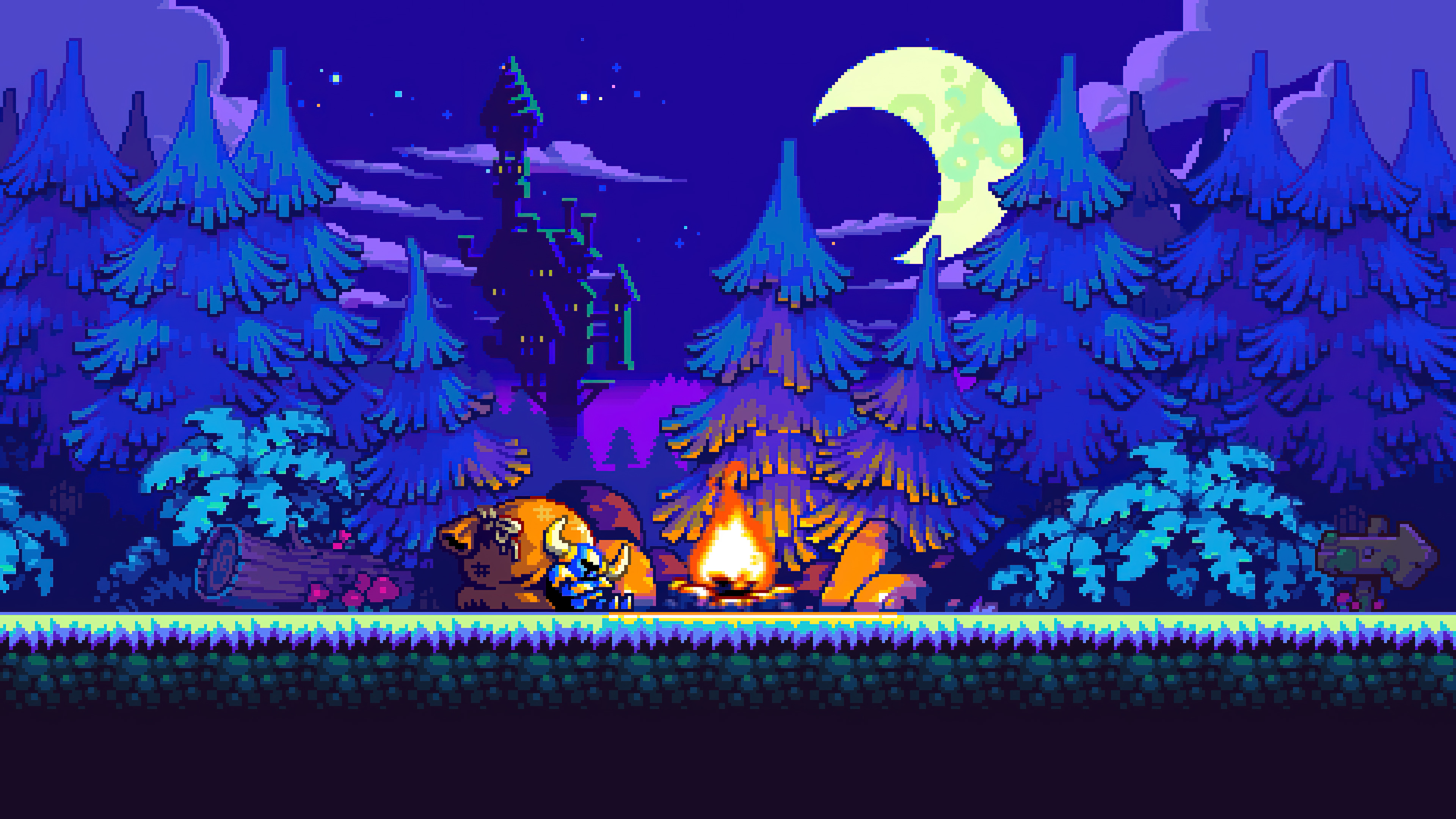 Shovel Knight Bonfire Pixel Art 4k Wallpaper