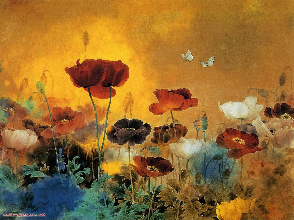 Poppy Flower Painting Desktop Wallpaper HD