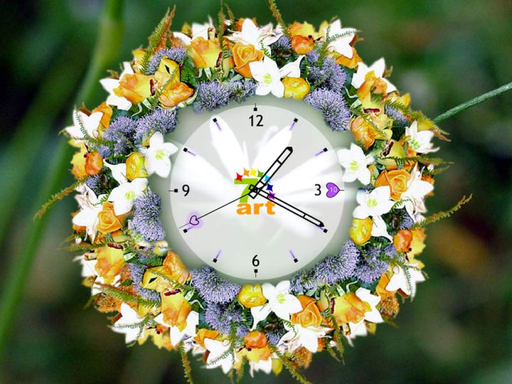 Flower Clock Desktop Themes Screensavers Original
