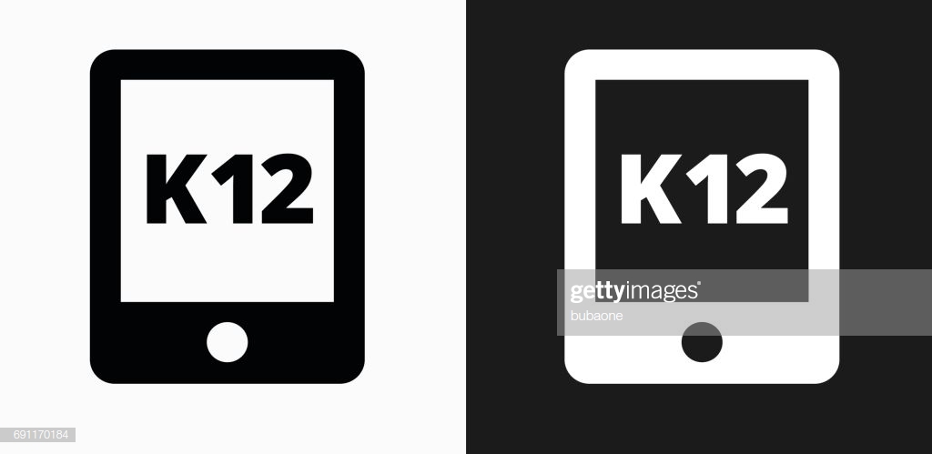 K12 Sign On Tablet Icon Black And White Vector Background High