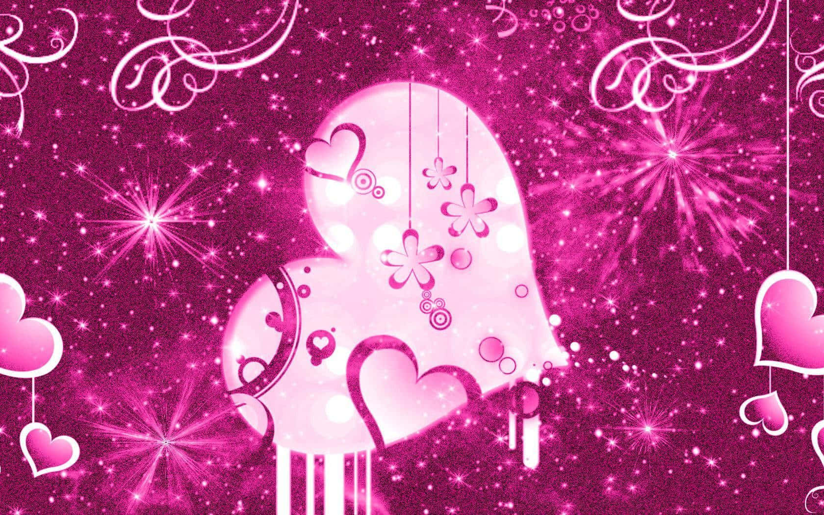 Glitter Pink Hearts Wallpaper