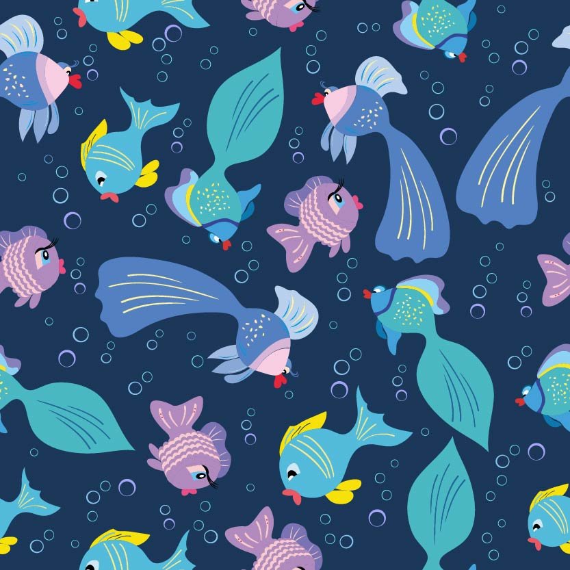 Fish Seamless Pattern For Kids Illustrator Graphics Creative