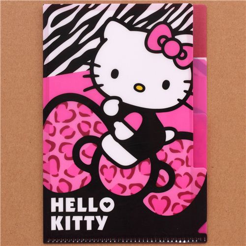 Hello Kitty Bow Leopard Print Mini Plastic Folder Pocket