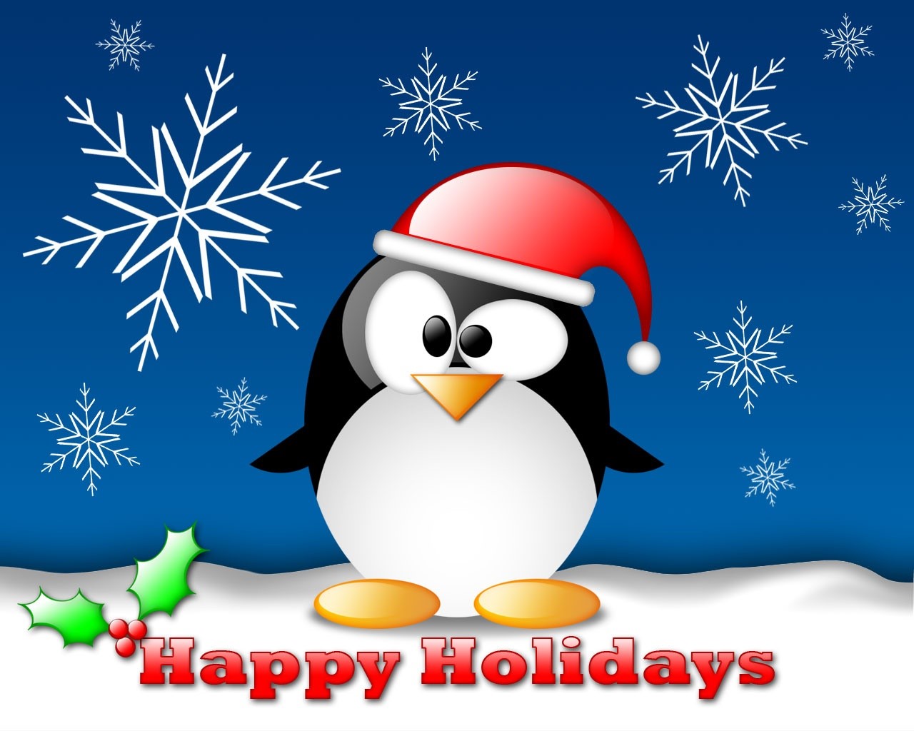 Happy Holiday Penguin Wallpaper HD