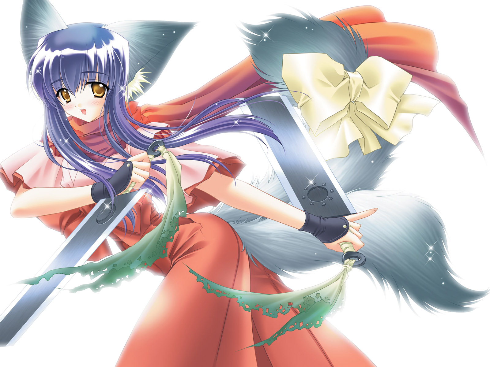 Anime Girl Sword Fight Wallpaper HD
