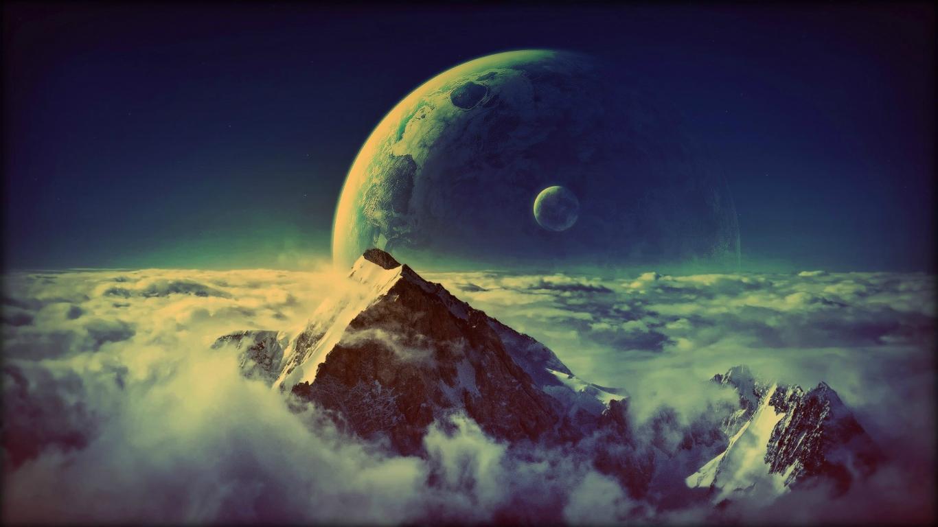 Moon Mountain Top Cool Wallpaper