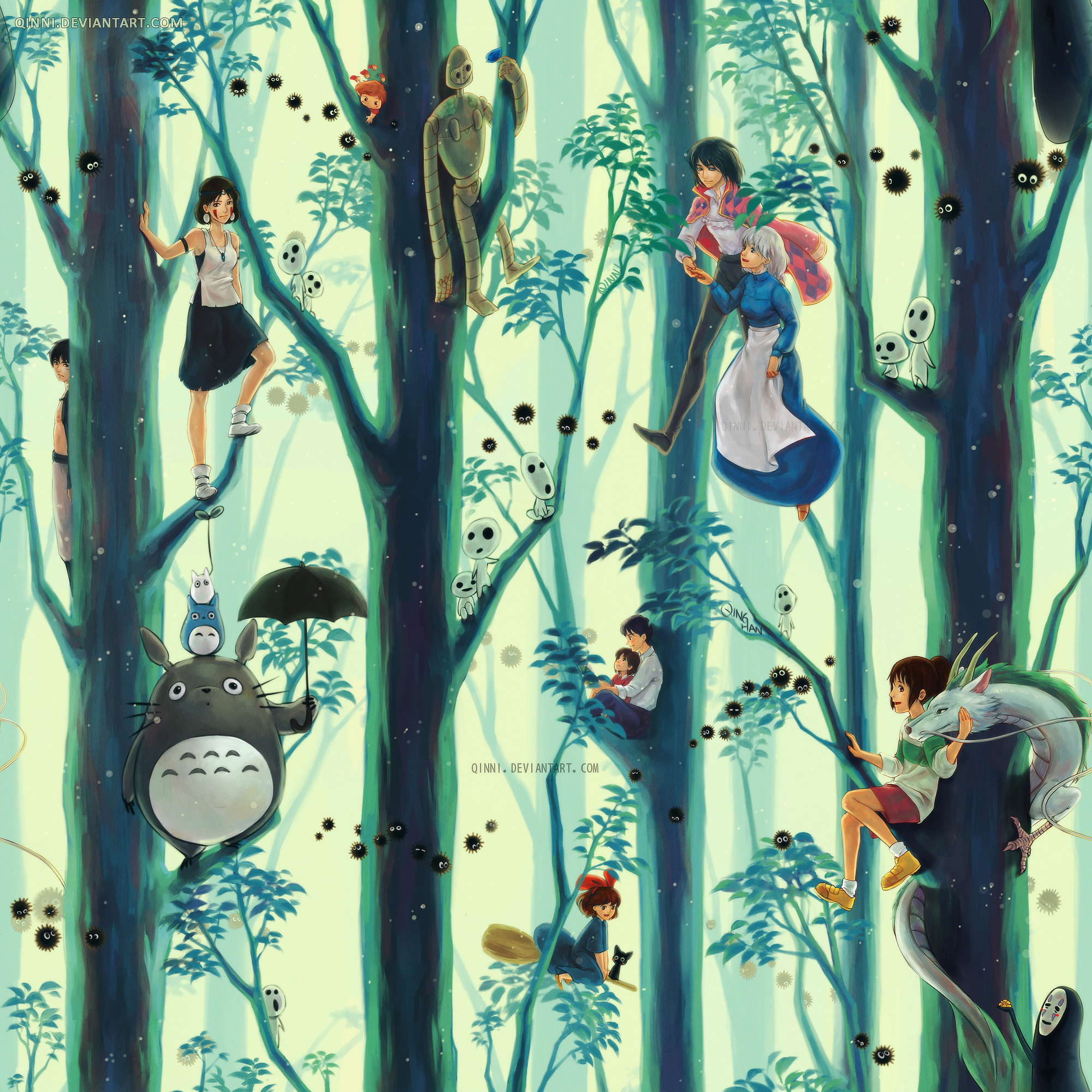 Miyazaki Ghibli Tribute Repetitive Wallpaper By Qinni On