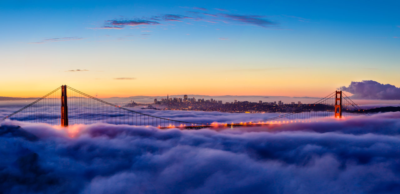 Golden Gate Bridge at sunrise Wallpaper Top Wallpapers   Free HD