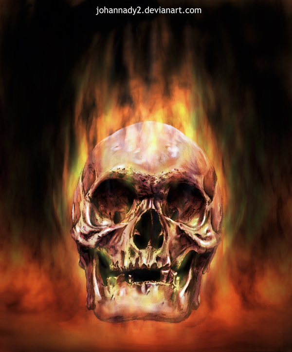 Red Flaming Skull By Johannady2