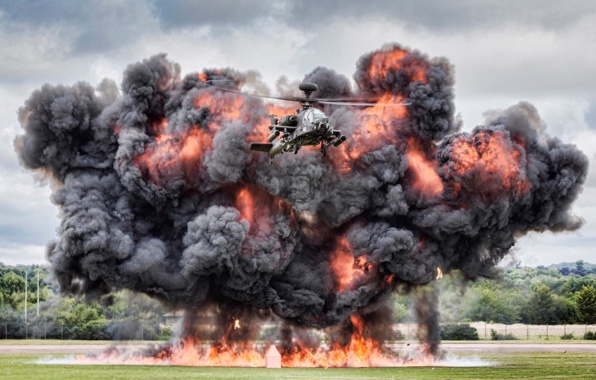 Ah Apache Basic Drums Helicopter Explosion Wallpaper