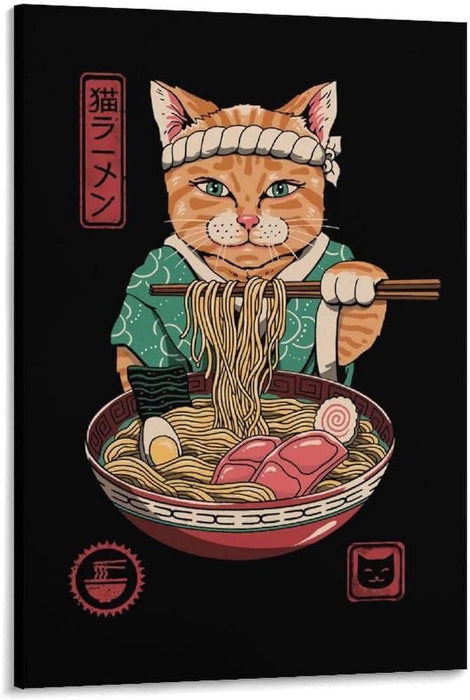 Free download Amazoncom NAYUKO Japanese Samurai Cat Eating Ramen Heavy ...