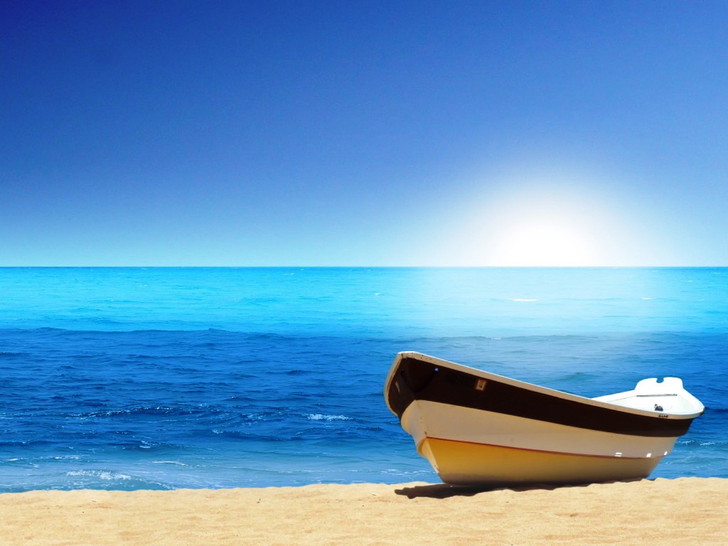 HD Wallpaper Beach Scene Desktop Boat At The By