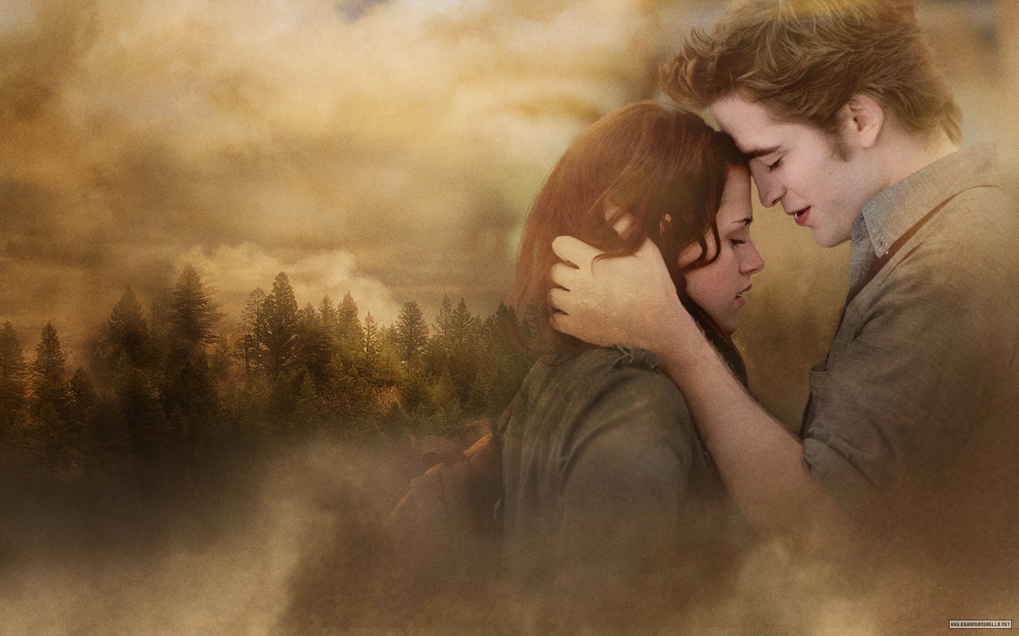 New Moon Official Wallpaper Edward And Bella