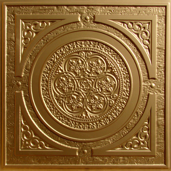 Steampunk Faux Tin Ceiling Tile X24 Gold Wallpaper